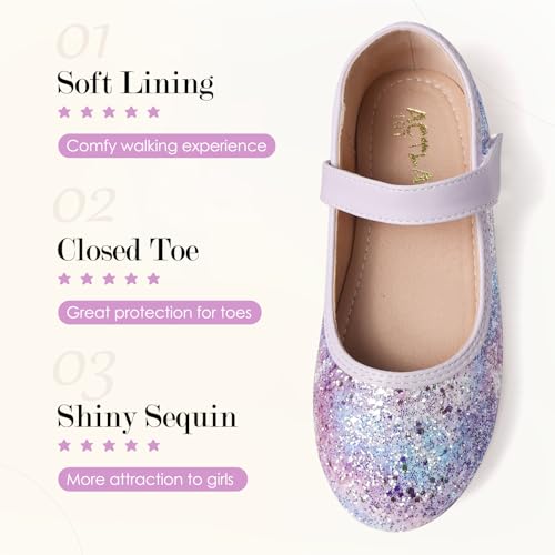 Mermaid Glitter Princess Ballet Flats for Girls, Mary Jane Shoes Dress Shoes for Girl Back to School Princess Wedding Shoes (Toddler/Little Kid/Big Kids)2
