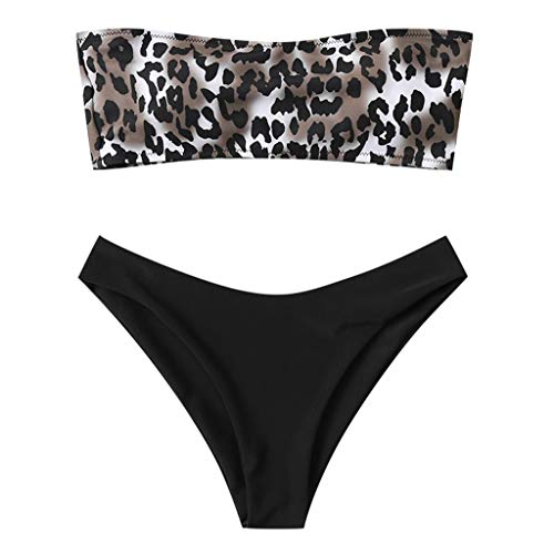 POPLY Femme 2020 Nouveau Bikini Bandeau Sexy Tanga Léopard Slim Vintage - Solde Maillot de Bain 2 Pièces Elégant Chic Pas Cher Été Beach Surfant Cover