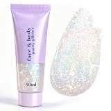 Glitter Gel – glitzer gesicht Farbintensiver Chunky Glitzer Gel & Flüssiger Lidschatten, Pailletten für Gesicht, Haare, Lippen, Nägel & Körper, Farbenprächtig
