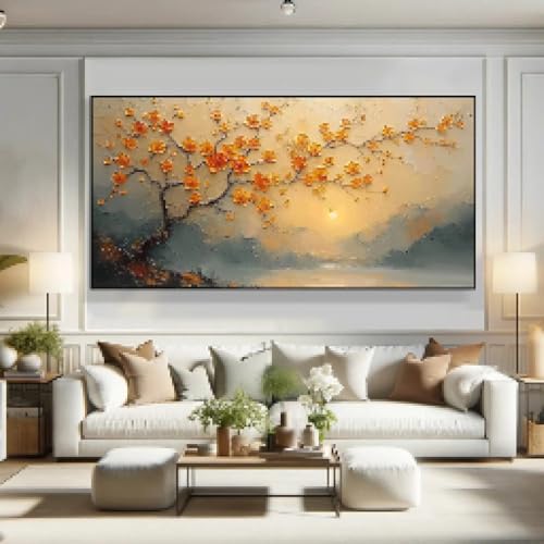 Peinture texturée de fleurs de cerisier pour illuminer un salon sombre