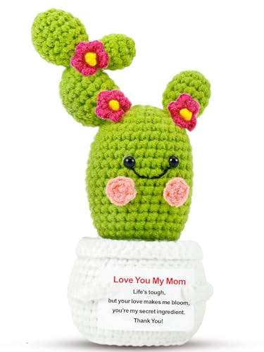 Mom Gifts for Mothers Day from Daughter: Crochet Blooming Cactus Gifts for Mother Friends Step...