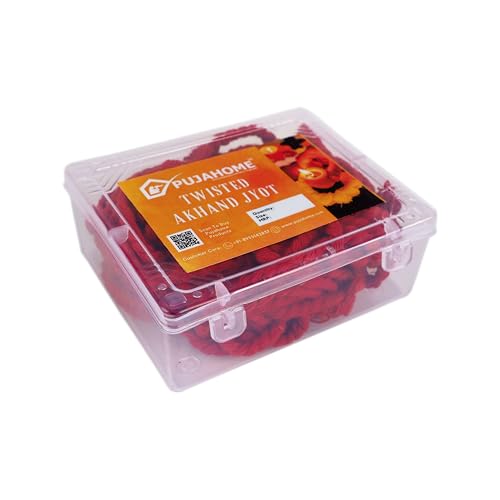 Image of Twisted Cotton Wicks for Akhand Jyot - Pack of 12 | Long Jyoti Diya Batti for Pooja, Aarti, Mandir, Temple & Home Worship | Oil Lamp Deepak Cotton Wicks | Red Colour