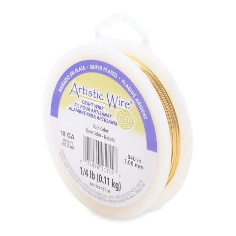Artistic Wire, 18 Gauge Silver Plated Tarnish Resistant Colored Copper Craft Wire, Gold, 49 ft Cover