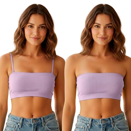 SHE BY MASH Top Faixa Canelado Microfibra Sem Costura Feminino Adulto, Lilás, GG