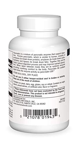 Source Naturals Pancreatin 8X, 500 Mg Digestive Enzymes - 50 Capsules #TOP1
