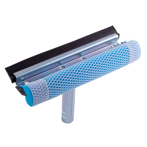 Image of Deluxe 8 inch Metal Squeegee and Mesh Scrubber Head - Glass Cleaner for Windows Windshields Mirrors - Handle Not Included - HM9050