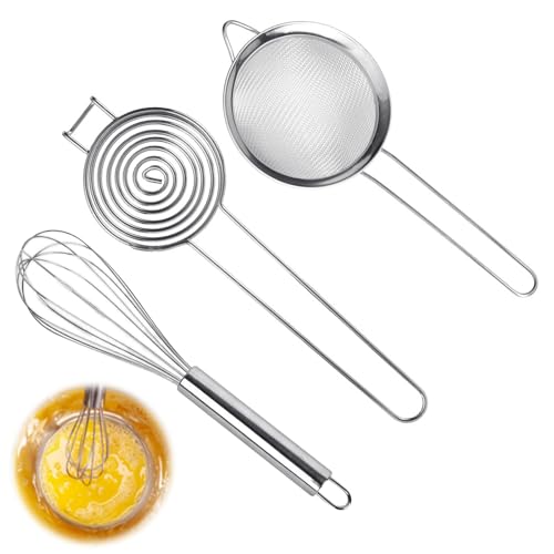 kasanidika エッグセパレーター 卵セパレーター 泡だて器 粉ふるい 【3点セット】 泡立て器 こし器 小麦粉ふるい 黄身取り卵黄身分け分ける器 ステンレス製 食品級素材 分離道具 クッキングツール キッチン用品 キッチン料理用 黄身取り卵黄身分け