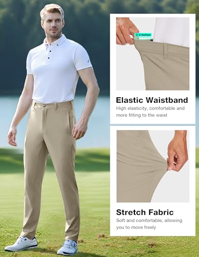 Image of SPECIALMAGIC Golf Pants Men Stretch Slim fit Hiking Pants Lightweight Dress Casual Tapered Zipper Pockets