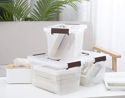 Image of 4 Pack-Plastic Storage Bins with Lids and Handle, Clear Plastic Latching Box for Storage, Stackable Storage Containers for Organizing, Multi-Purpose, 7 Quart