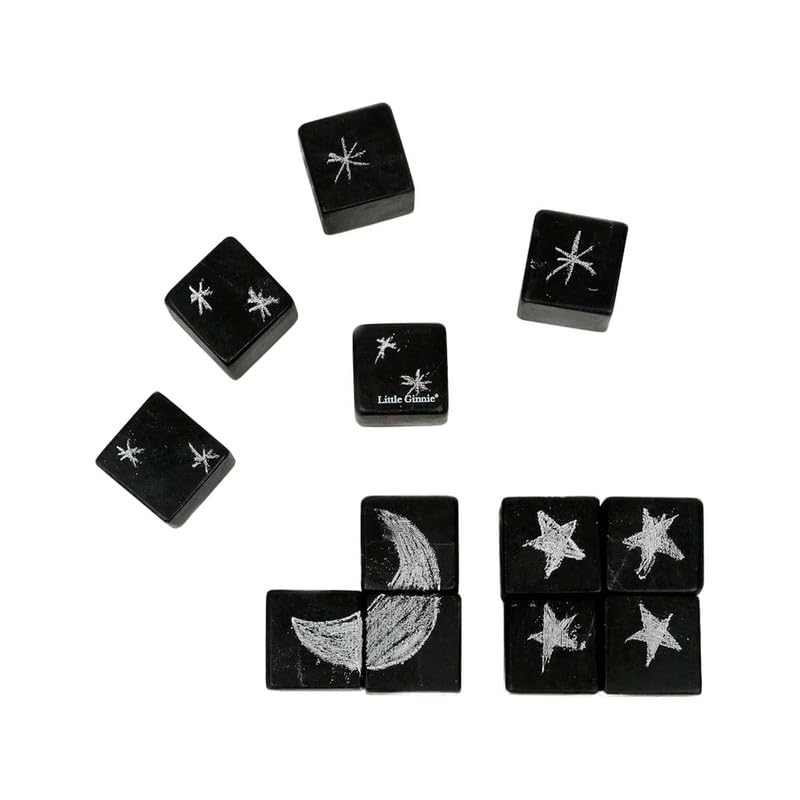 Little Ginnie Chalkboard Block Set - Wooden Puzzle for Kids for Ages 3+ Years | 12 Reusable Multi-Use Blocks for Creative Play & Learning, Easy to Rub and Redraw | Enhances Fine Motor Skills