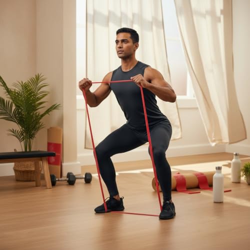 Image of TheraBand Professional Latex Resistance Band Loop for Lower Pilates, Crossfit, Yoga, Toning, Stretching, Physical Therapy, Strength Training Without Weights, Portable Fitness, and Core Fitness (Red)