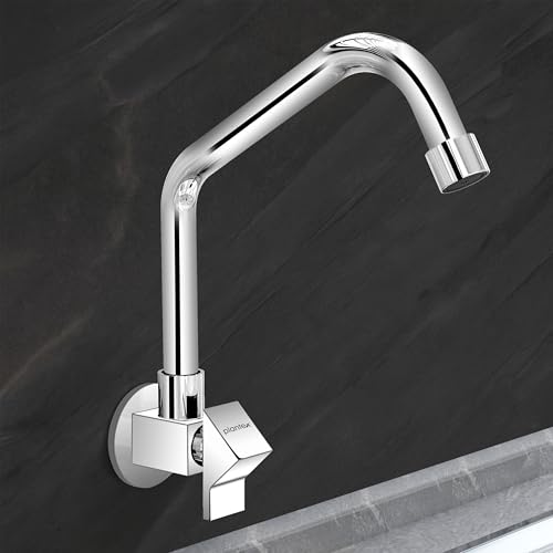 Image of Plantex Kitchen Taps for Home Sink with Water Saving Nozzle for Kitchen Tap /360 Swivel Spout for Sink Tap for Basin with Brass Wall Flange -(PRI-311-Chrome)