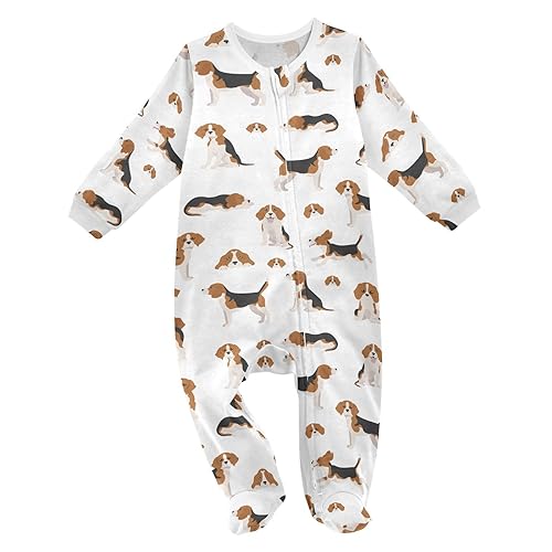 Image of Nnamluu Baby One-Piece Rompers, Newborn To Infant Romper Footies, Beagle Puppy