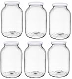 lilawelt24 6x 3L Einmachglas mit Deckel TO 100, großes Vorratsglas 3000 ml, Schraubglas für Einmachen, Gurken, Sauerkraut und Trockenprodukte, (6x 3L)