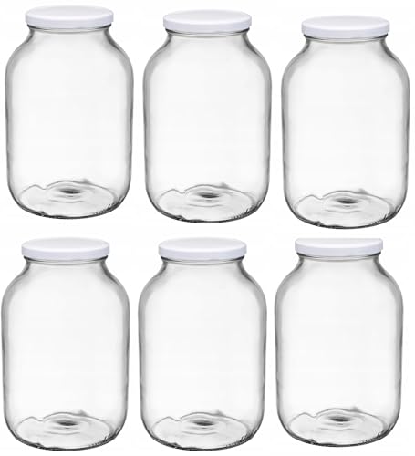 lilawelt24 6x 3L Einmachglas mit Deckel TO 100 großes Vorratsglas 3000 ml Schraubglas für Einmachen Gurken Sauerkraut und Trockenprodukte (6x 3L)