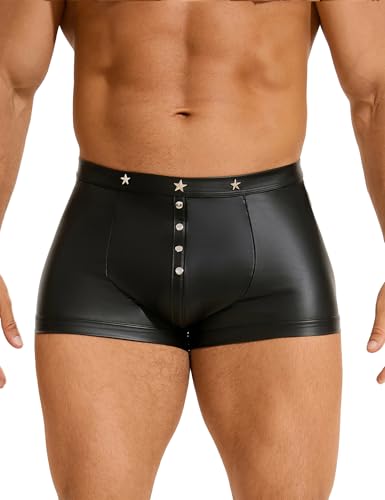 Men's Underwear Boxer Briefs Sexy Shorts Underwear Mens Lingerie Panties Trunks with Bulge Pouch Black S-2XL