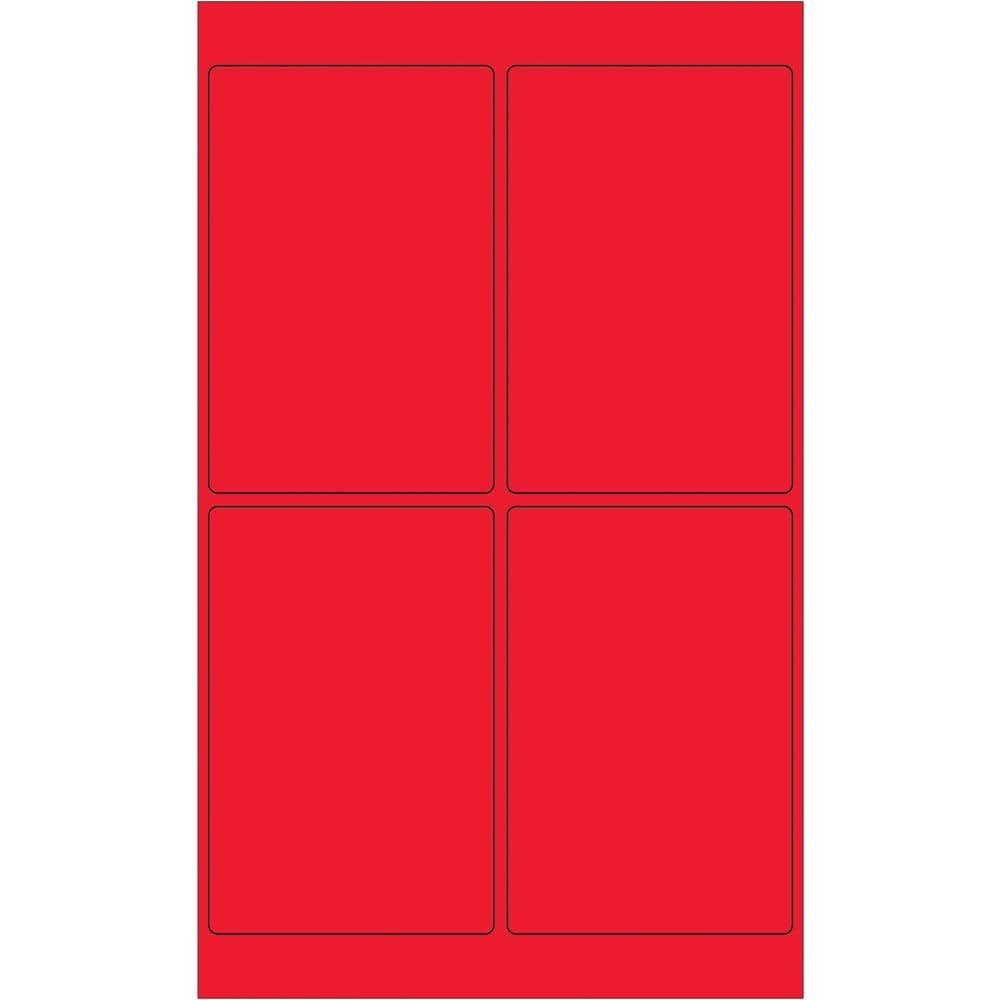 4 x 6 in. Fluorescent Red Rectangle Laser Labels - Pack of 400