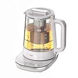 ICOOKPOT 1500W Titanium Hot Tea Maker Glass Electric Kettle with Infuser and Temperature Control, 1.5L Tea Maker Rapid Boiling,Programmable Control for your Favorite Teas and Coffee, Grey