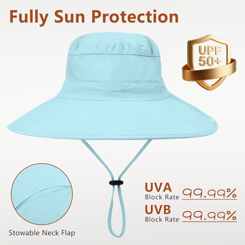 Image of ZOORON Sun Hats for Men Women Fishing Hat with Neck Flap,UPF 50+ Sun Hat Waterproof Wide Brim Bucket Hats for Safari Hiking