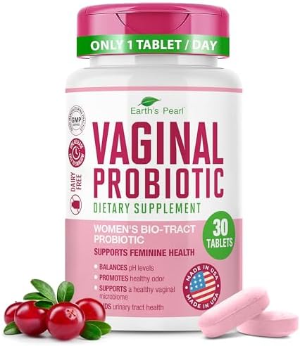 Earth’s Pearl Vaginal Probiotics for Women – 15 x More Effective with BIO-Tract®, 3 Billion CFU, Probiotic & Prebiotic Blend, Promotes Healthy Vaginal Odor & pH Balance for Women – Only 1 Tablet/Day
