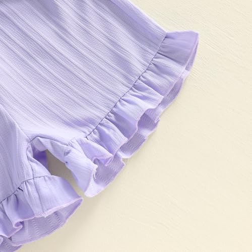 Image of Little Toddler Kids Girl Clothes Set 1-8 Years Summer Outfits Solid Color Tank Tops & Shorts