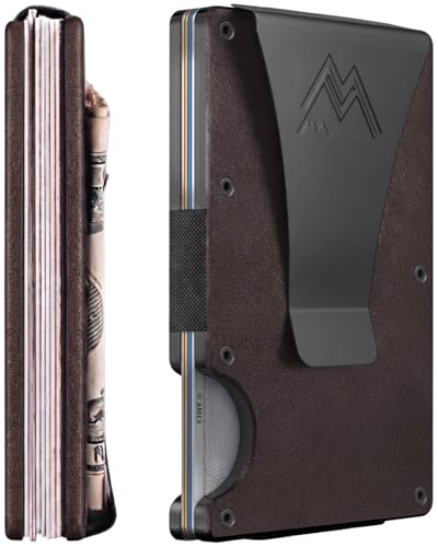 Image of Mountain Voyage Co Minimalist Wallet for Men & Women - Slim RFID Wallet, Scratch Resistant, Credit Card Holder & Money Clip, Easily Removable Money & Cards, (Vintage Brown Leather)