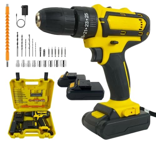 Trapano Avvitatore a Batteria, Trapano a Percussione 600W, 25 Velocita'