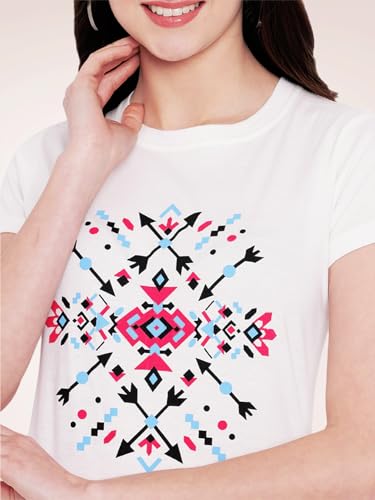 Image of Preneum Women's Cotton Regular Fit Graphic Stylish Printed Short Sleeves Casual T-Shirt || Trend & Style (Pack 3)