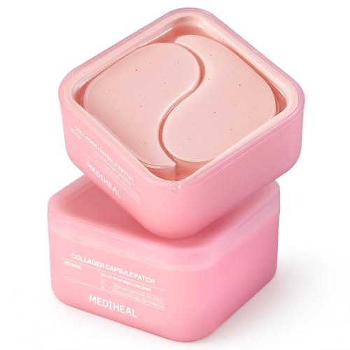 Image of MEDIHEAL Retinol Capsule Eye Patches - Korean Hydrogel Under Eye Patch for Fine Lines, Wrinkles & Firming- Full Coverage(70mm Wide) - Non Irritating, Encapsulated Retinol, 60 Count