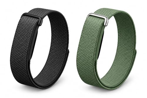EDNITA Stretch Nylon Sport Strap Compatible for Google Fitbit Air (Only Strap) (Black,Green-Pack of 2)