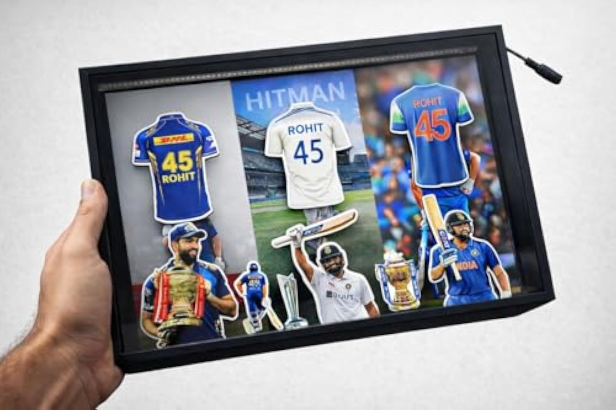 Personalized Cricket LED Photo Frame, Custom Jersey Gift