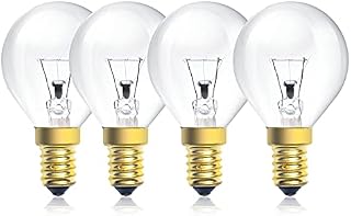 Bonlux SES E14 Classic Clear Golf Light Bulbs 40W 240V P45 Incandescent Lamps Small Screw Mini Globes Clear Round Light Bulb 300 Degrees High Temp Resistance(4 Pack)