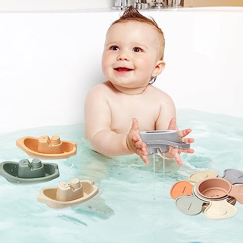 Bath Toys Floating Boats With Bathing Spoon, 11 Pcs Bathtub Mold Free Bath Toy For Babies Water Table Toys Toddler Birthday Gift For Preschool Boys/Girls #TOP4