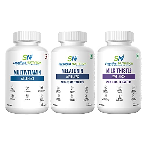 Steadfast Nutrition Wellness Combo Nutrition Pack for Stronger Bones, Improves Sleep Quality, Powerful Antioxidant, Hair and Skin (Multivitamin + Melatonin + MilkThistle) Steadfast Nutrition Wellness Combo Nutrition Pack for Stronger Bones, Improves Sleep Quality, Powerful Antioxidant, Hair and Skin (Multivitamin + Melatonin + MilkThistle)