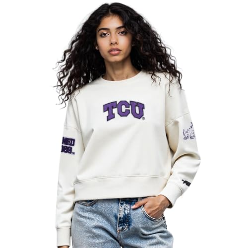 Pro Standard Womens NCAA TCU Horned Frogs Classic Chenille Crewneck Sweatshirt White L