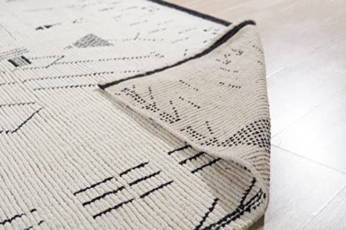 Eorc Mi03Iv8X10 Hand-Knotted Wool Berber Moroccan Area Rug Rug, 8' X 10'1, Ivory #TOP3