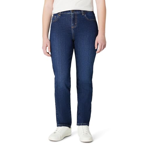 Amazon Essentials Girls Medium Stretch Mid-Rise Straight-Fit Jeans Dark Shadow Wash 5