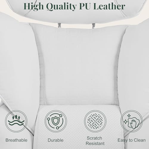Image of Big and Tall Office Chair 400 LBS, Scratch-Resistant PU Leather Executive Ergonomic Desk Chair with Footrest, Lumbar Support, Wide Reclining Computer Seat for Home Office, Beige