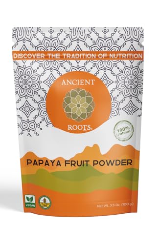 Ancient Roots Papaya Fruit Powder - Natural Food Coloring, No Added Sugar, Filled with Antioxidants, Digestion Support, Tropical Fruit Powder for Smoothies - 25 Servings (3.5 ounces)