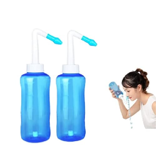 Kit Lavage de Nez Sinus Rinse Kit Kit de Rinçage des SinusLavage Nez Irrigation Nasale Pot Douche Nasale 500ml Kit Lavage de Nez Douche Nasale Irrigation Nasale Sinus Rinse Lavage (Bleu*2)