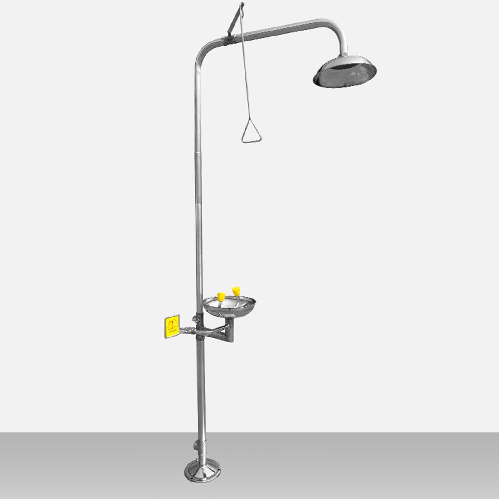 Emergencia Lavaojos, Combinación Estación de Ducha Lavaojos con Llamativo Panel De Empuje Manual, Kit Lavaojos y Ducha Instalación Sencilla para Laboratorio Fábrica Escuela(Style2)
