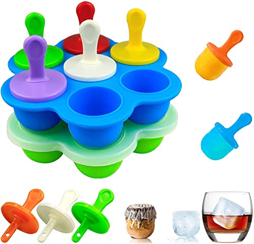 Theuwnee® 2 Pcs 3 en 1 Moule à Glaçons , Bébé Food Rangement Nourriture en Silicone Empilables, Moule à Popsicle, Passe au Lave-Vaisselle et Au Four, pour Lait Maternel, Yaourt, Sauces, Sans BPA