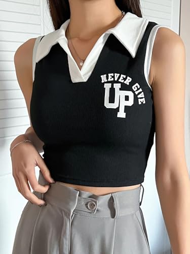 Image of London Hills Women Ribbed Knit Polo Neck Top Slim Fit Crop & Regular Length T-Shirt Style Top Stretchable Polo Neck Top Sleeveless & Short Sleeve Slim Fit T-Shirt Casual Summer Wear for Women & Girls