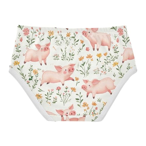 Wusikd Pig Flowers Girls' Underwear Cotton Pink Girls Briefs Soft Toddler Underwear 2T2