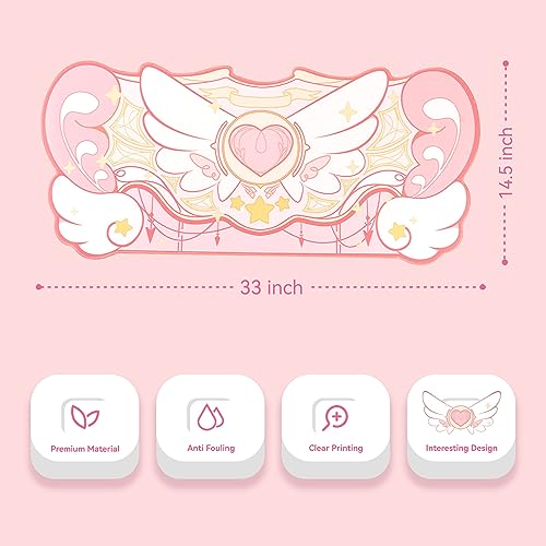 Image of GeekShare Large Gaming Mouse Pad Kawaii Pink Non-Slip Rubber Back Mouse Pad Big Waterproof Desk Mat for Keyboard and Mouse Perfect for Gaming,or Home Office Work - Star Wings(Super Dense Cloth)