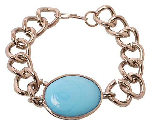 Touchstone New Indian Bollywood Hearttrhob Salman Khan Oval Shape Faux Turquoise Designer Jewelry Bracelet in Silver Tone for Men.