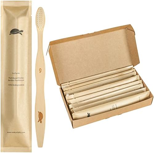 Sea Turtle Plant-Based Bristles, Soft Bamboo Toothbrushes, Indivi...
