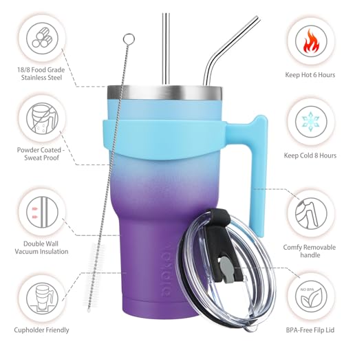 Image of BJPKPK 30 oz Tumbler with Handle & Straw, Insulated Stainless Steel Mug