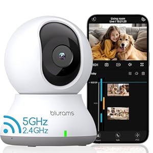 blurams Indoor Security Camera, 2K Pet Camera, 5GHz/2.4GHz Dual-Band Dog Camera, 360° PTZ Wi-Fi Cameras House Security, 2-Way Talk, Motion Tracking, IR Night Vision, Siren, Cloud&SD