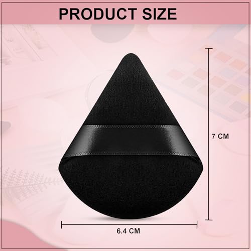 Image of GLUN Ultrasoft Triangle Shape Velour Powder Puffs, Pack of 4 Black Colour, Apply for Daily Makeup Such as Foundation, Cream, Blush Sponge For Wet & Dry Makeup